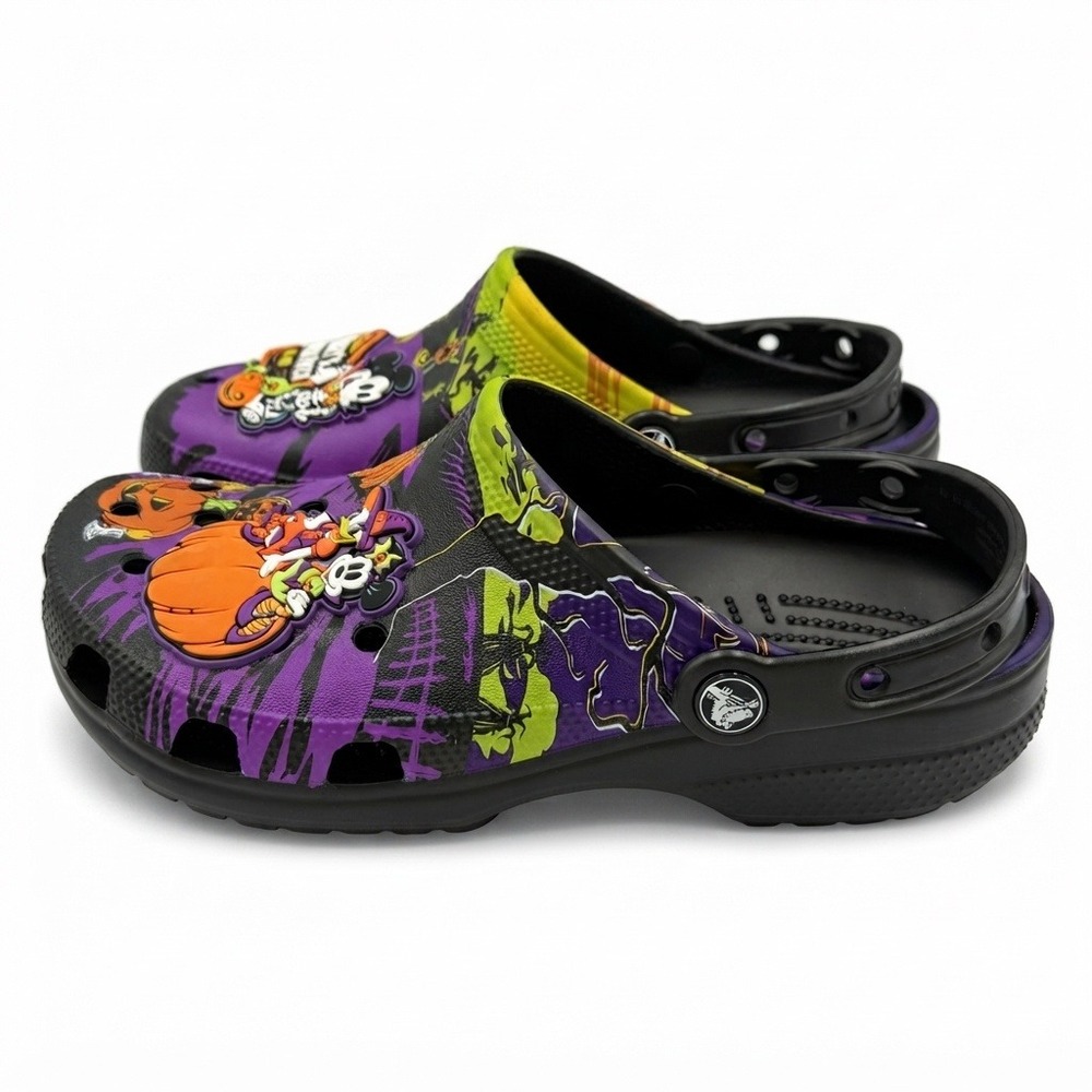 Mickey Mouse Halloween Pumpkin Patch Crocs Unisex M6 W8 Black Purple 210275-90H - Picture 6 of 12
